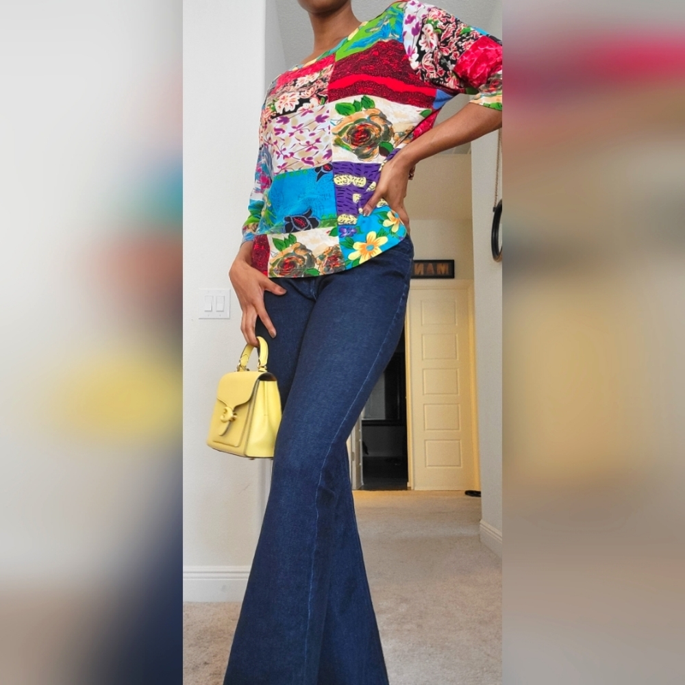 Multi pattern 3/4 sleeve top